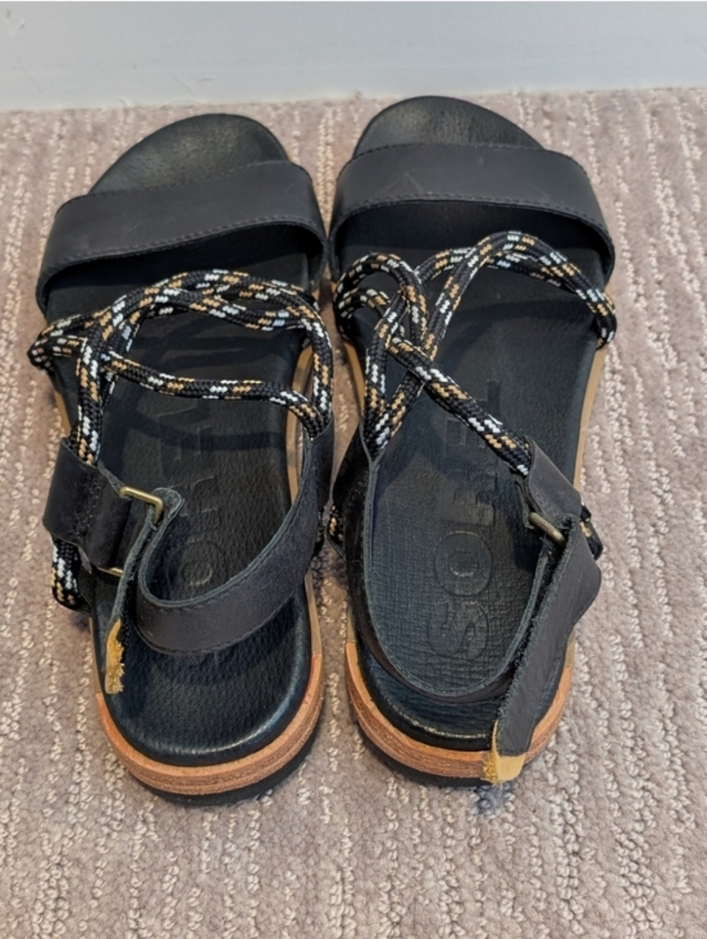 Black Braided Sorel Sandals (Torpedo II??) - Picture 3 of 6